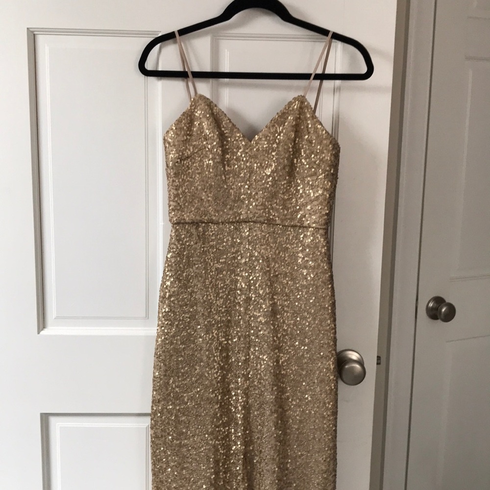 Amsale Long Formal Gold Dress